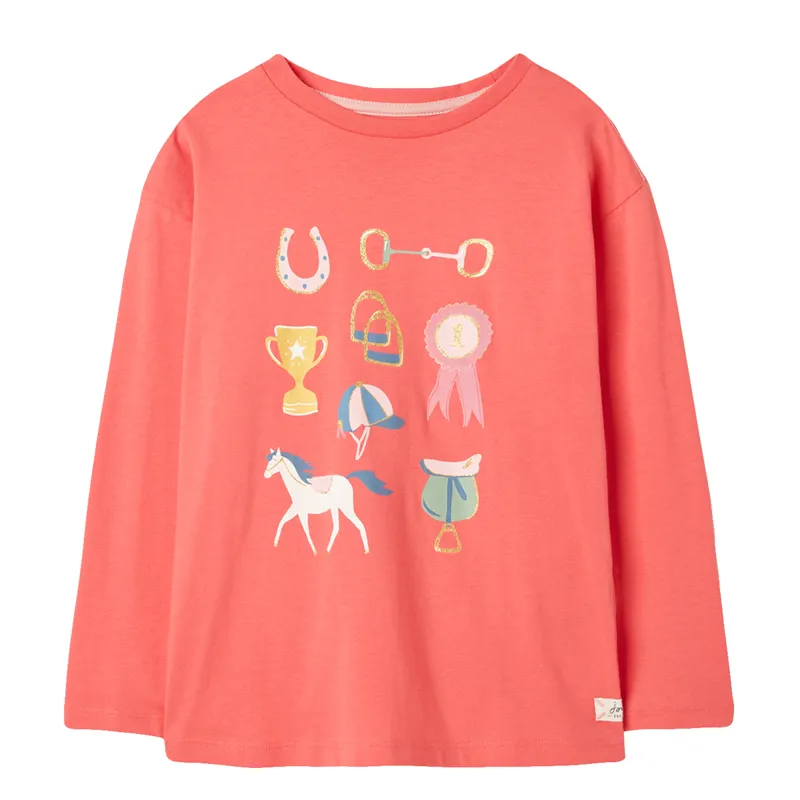 Joules Girl's Bessie Long Sleeve Jersey T-Shirt - Dusty Red